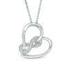 0.04 CT. T.W. Diamond Infinity Wrapped Tilted Heart Pendant in Sterling Silver