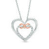 0.04 CT. T.W. Diamond Double Heart Entwined Infinity Pendant in Sterling Silver and 10K Rose Gold