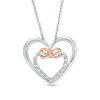 Thumbnail Image 1 of 0.04 CT. T.W. Diamond Double Heart Entwined Infinity Pendant in Sterling Silver and 10K Rose Gold