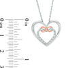 Thumbnail Image 2 of 0.04 CT. T.W. Diamond Double Heart Entwined Infinity Pendant in Sterling Silver and 10K Rose Gold