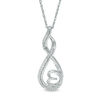 Thumbnail Image 1 of 0.04 CT. T.W. Diamond Infinity Looped Sideways Heart Pendant in Sterling Silver