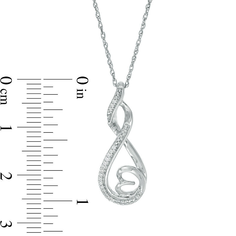 0.04 CT. T.W. Diamond Infinity Looped Sideways Heart Pendant in Sterling Silver