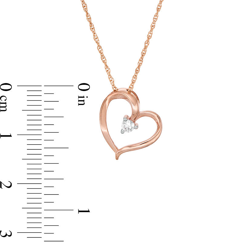 0.065 CT. T.W. Diamond Solitaire Tilted Heart Pendant in 10K Rose Gold