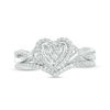 Thumbnail Image 6 of 0.22 CT. T.W. Diamond Heart Frame Twist Bridal Set in 10K White Gold