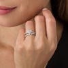 Thumbnail Image 2 of 0.22 CT. T.W. Diamond Heart Shape Frame Twist Bridal Set in 10K White Gold