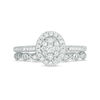 Thumbnail Image 5 of 0.45 CT. T.W. Composite Oval Diamond Double Frame Bridal Set in 10K White Gold