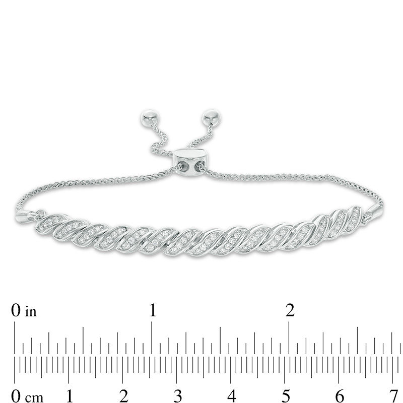 0.37 CT. T.W. Diamond "S" Curve Bolo Bracelet in Sterling Silver - 9.5"