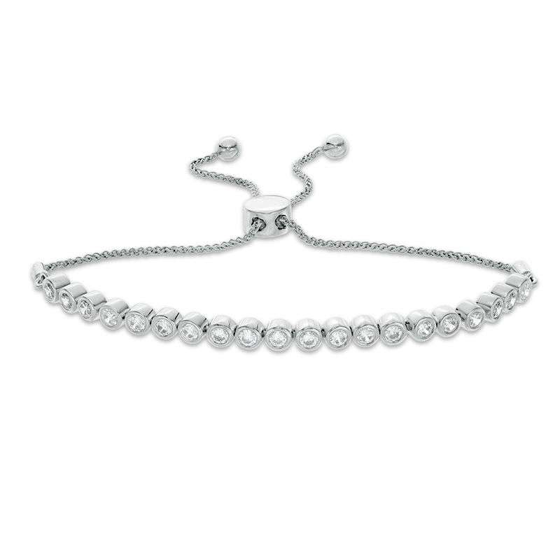 1.45 CT. T.W. Diamond Bezel-Set Bolo Bracelet in 10K White Gold - 9.5"|Peoples Jewellers