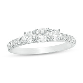 0.95 CT. T.W. Diamond Past Present Future® Engagement Ring in 10K White Gold