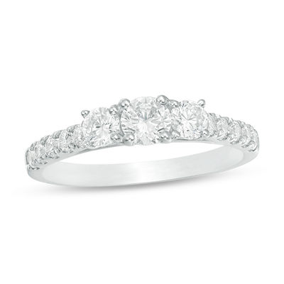 0.95 CT. T.W. Diamond Past Present Future® Engagement Ring in 10K White Gold