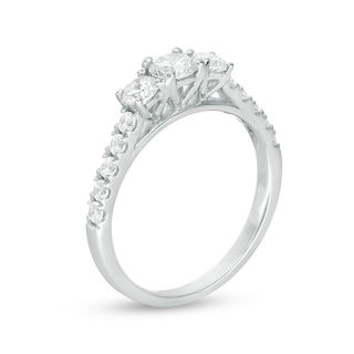 0.95 CT. T.W. Diamond Past Present Future® Engagement Ring in 10K White Gold