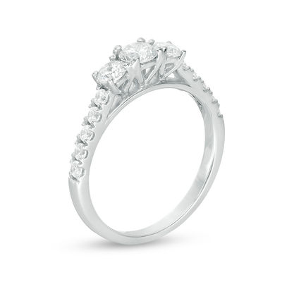 0.95 CT. T.W. Diamond Past Present Future® Engagement Ring in 10K White Gold