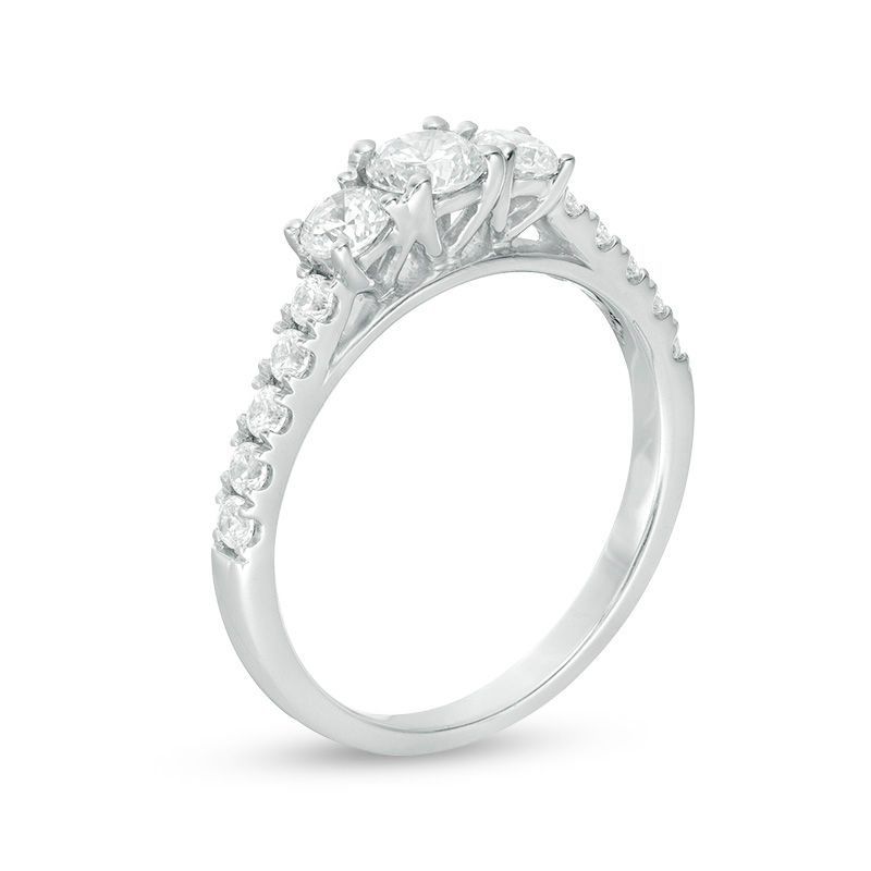 0.95 CT. T.W. Diamond Past Present Future® Engagement Ring in 10K White Gold