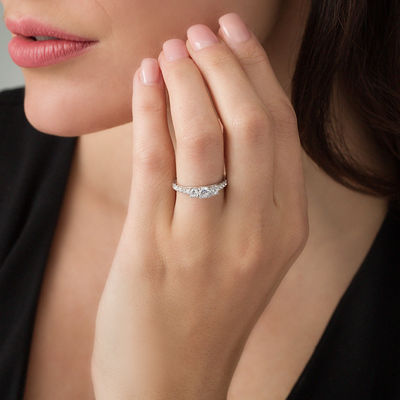 0.95 CT. T.W. Diamond Past Present Future® Engagement Ring in 10K White Gold