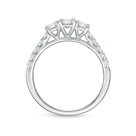 0.95 CT. T.W. Diamond Past Present Future® Engagement Ring in 10K White Gold
