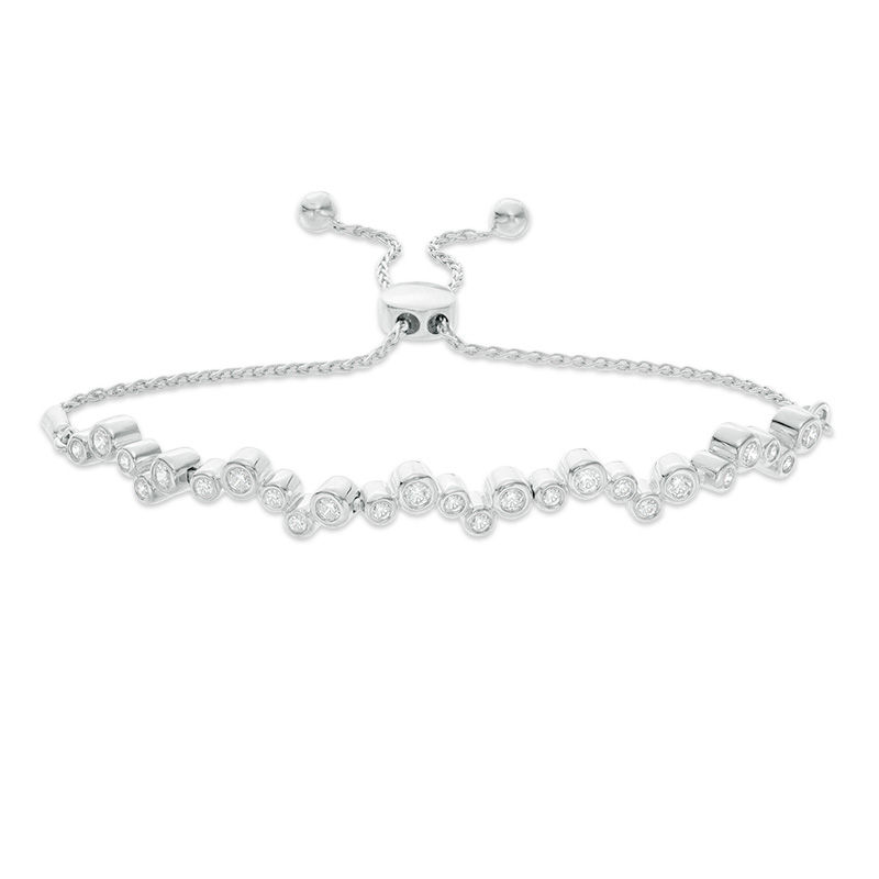 0.69 CT. T.W. Diamond Bubbles Bolo Bracelet in Sterling Silver - 9.5"