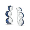 Thumbnail Image 0 of Lab-Created Blue Sapphire Crescent Three Moon Curved Crawler Earrings in Sterling Silver