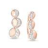 Thumbnail Image 0 of Lab-Created White Sapphire Crescent Three Moon Curved Crawler Earrings in Sterling Silver with 14K Rose Gold Plate