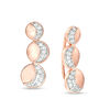 Thumbnail Image 1 of Lab-Created White Sapphire Crescent Three Moon Curved Crawler Earrings in Sterling Silver with 14K Rose Gold Plate