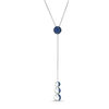 Thumbnail Image 0 of Lab-Created Blue Sapphire Full and Crescent Three Moon "Y" Necklace in Sterling Silver - 38"