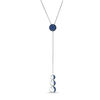 Thumbnail Image 1 of Lab-Created Blue Sapphire Full and Crescent Three Moon "Y" Necklace in Sterling Silver - 38"