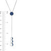Thumbnail Image 2 of Lab-Created Blue Sapphire Full and Crescent Three Moon "Y" Necklace in Sterling Silver - 38"