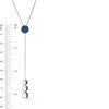 Thumbnail Image 3 of Lab-Created Blue Sapphire Full and Crescent Three Moon "Y" Necklace in Sterling Silver - 38"
