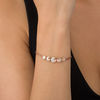 Thumbnail Image 2 of Lab-Created White Sapphire Moon Phases Double Strand Bracelet in Sterling Silver with 14K Rose Gold Plate - 7.5"