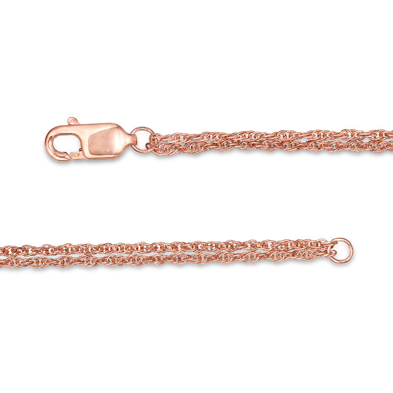 Main Image 3 of Lab-Created White Sapphire Moon Phases Double Strand Bracelet in Sterling Silver with 14K Rose Gold Plate - 7.5"