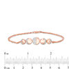 Thumbnail Image 4 of Lab-Created White Sapphire Moon Phases Double Strand Bracelet in Sterling Silver with 14K Rose Gold Plate - 7.5"
