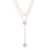 Thumbnail Image 1 of Lab-Created White Sapphire Crescent and Half-Moon "Y" Necklace in Sterling Silver with 14K Rose Gold Plate - 38"