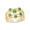 Thumbnail Image 0 of Lab-Created Emerald Orbit Ring in Sterling Silver with 14K Gold Plate