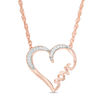 0.066 CT. T.W. Diamond Heart "Love" Necklace in 10K Rose Gold