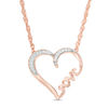 Thumbnail Image 0 of 0.066 CT. T.W. Diamond Heart "Love" Necklace in 10K Rose Gold