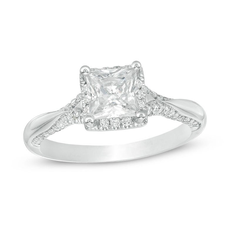 1.25 CT. T.W. Certified Canadian Princess-Cut Diamond Frame Engagement Ring in 14K White Gold (I/I2)