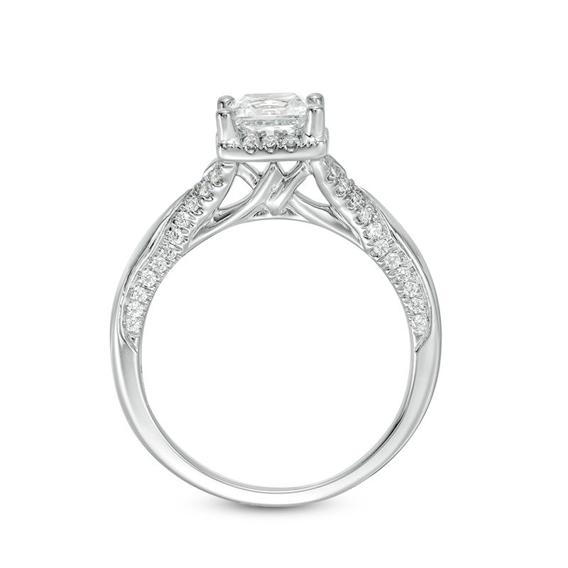 1.25 CT. T.W. Certified Canadian Princess-Cut Diamond Frame Engagement Ring in 14K White Gold (I/I2)