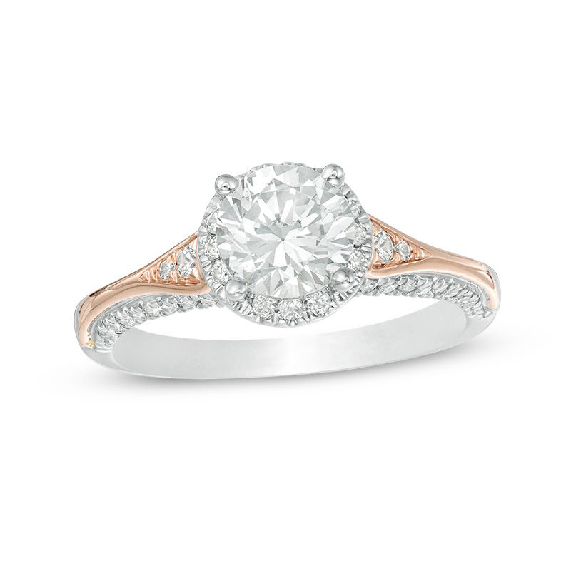 1.25 CT. T.W. Certified Canadian Diamond Frame Engagement Ring in 14K Two-Tone Gold (I/I2)|Peoples Jewellers