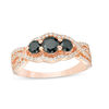 Thumbnail Image 1 of 0.95 CT. T.W. Enhanced Black and White Diamond Past Present Future® Braid Engagement Ring in 14K Rose Gold