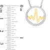 Thumbnail Image 3 of 0.23 CT. T.W. Diamond Open Circle Heartbeat Necklace in Sterling Silver with 14K Gold Plate