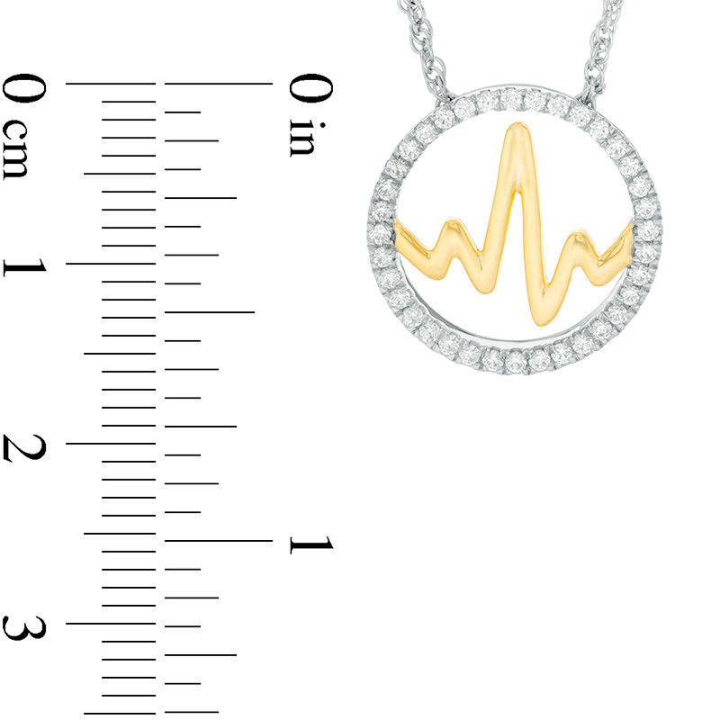 0.23 CT. T.W. Diamond Open Circle Heartbeat Necklace in Sterling Silver with 14K Gold Plate