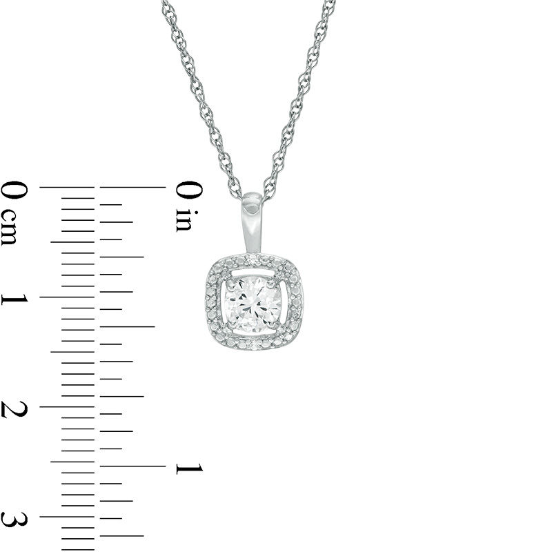 Lab-Created White Sapphire Cushion Frame Pendant and Stud Earrings Set in Sterling Silver
