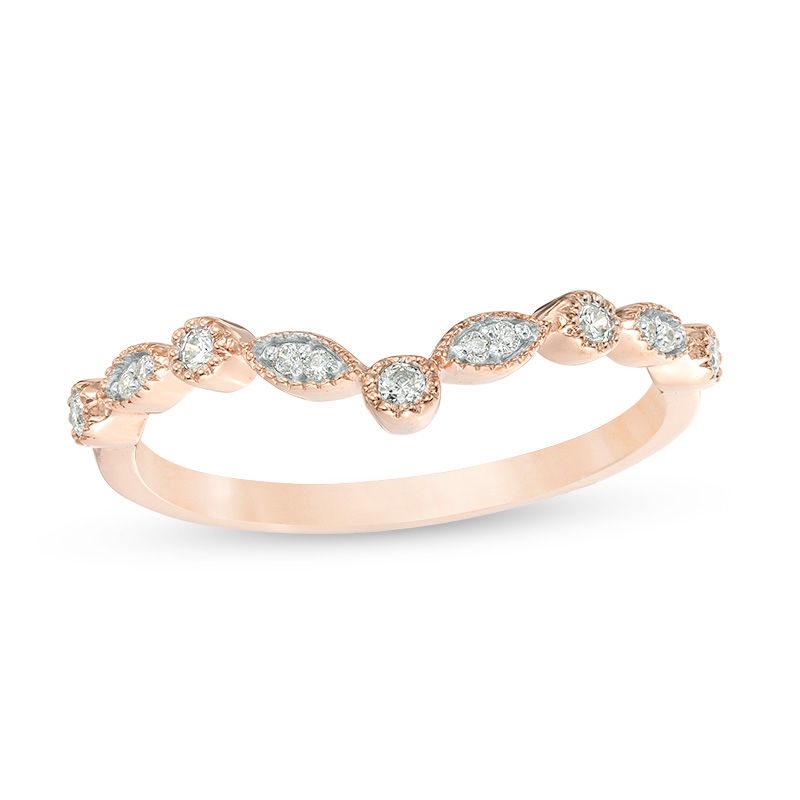 0.115 CT. T.W. Diamond Chevron Vintage-Style Band in 10K Rose Gold|Peoples Jewellers