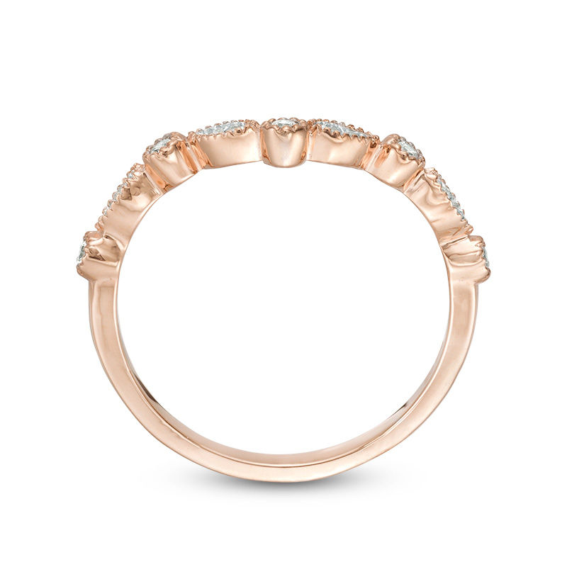 Main Image 5 of 0.115 CT. T.W. Diamond Chevron Vintage-Style Band in 10K Rose Gold