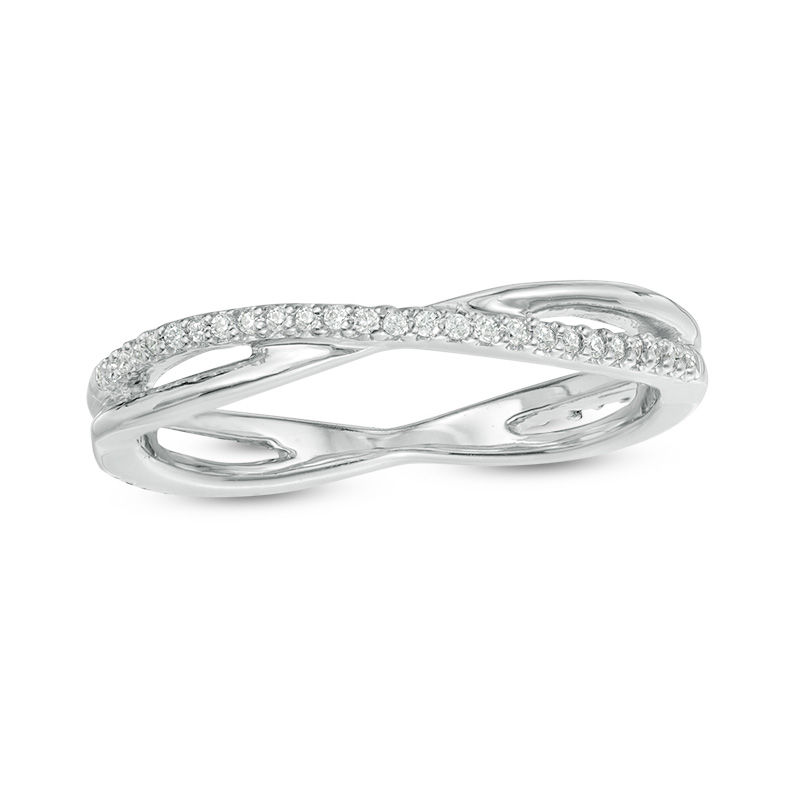 0.115 CT. T.W. Enhanced Black and White Diamond Reversible Crossover Band in 10K White Gold