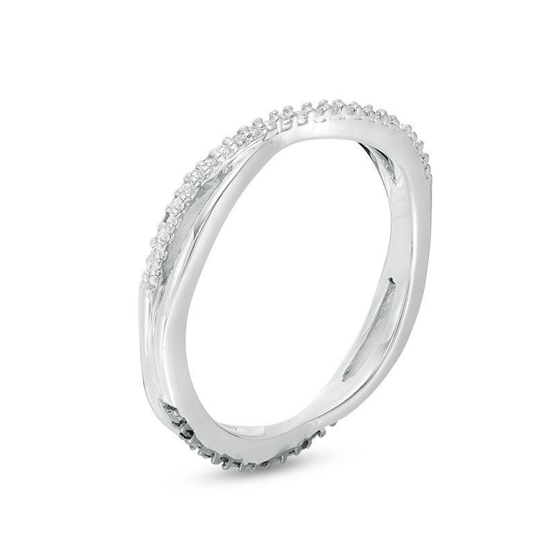 0.115 CT. T.W. Enhanced Black and White Diamond Reversible Crossover Band in 10K White Gold