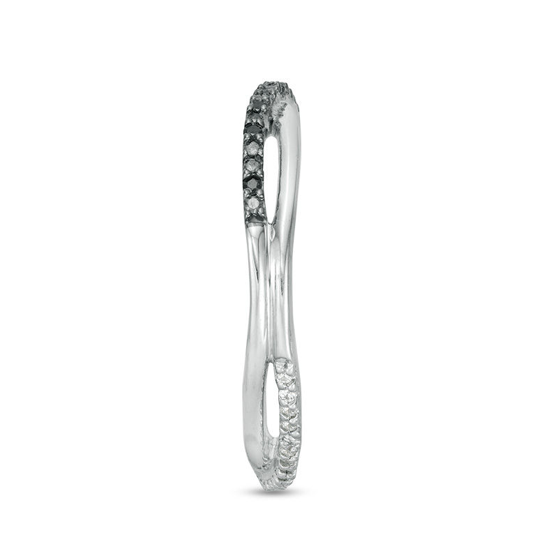 0.115 CT. T.W. Enhanced Black and White Diamond Reversible Crossover Band in 10K White Gold