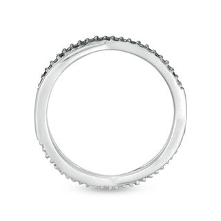 0.115 CT. T.W. Enhanced Black and White Diamond Reversible Crossover Band in 10K White Gold
