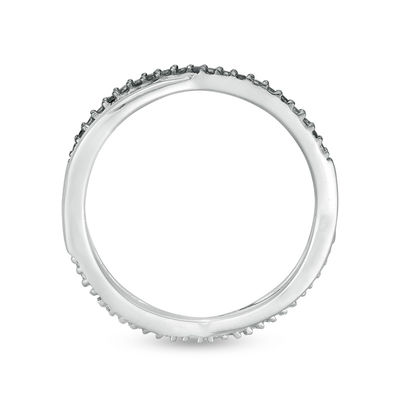 0.115 CT. T.W. Enhanced Black and White Diamond Reversible Crossover Band in 10K White Gold