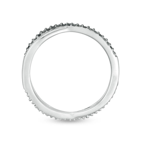 0.115 CT. T.W. Enhanced Black and White Diamond Reversible Crossover Band in 10K White Gold