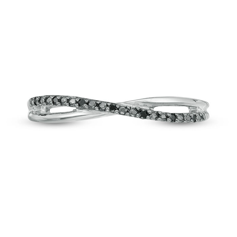 0.115 CT. T.W. Enhanced Black and White Diamond Reversible Crossover Band in 10K White Gold